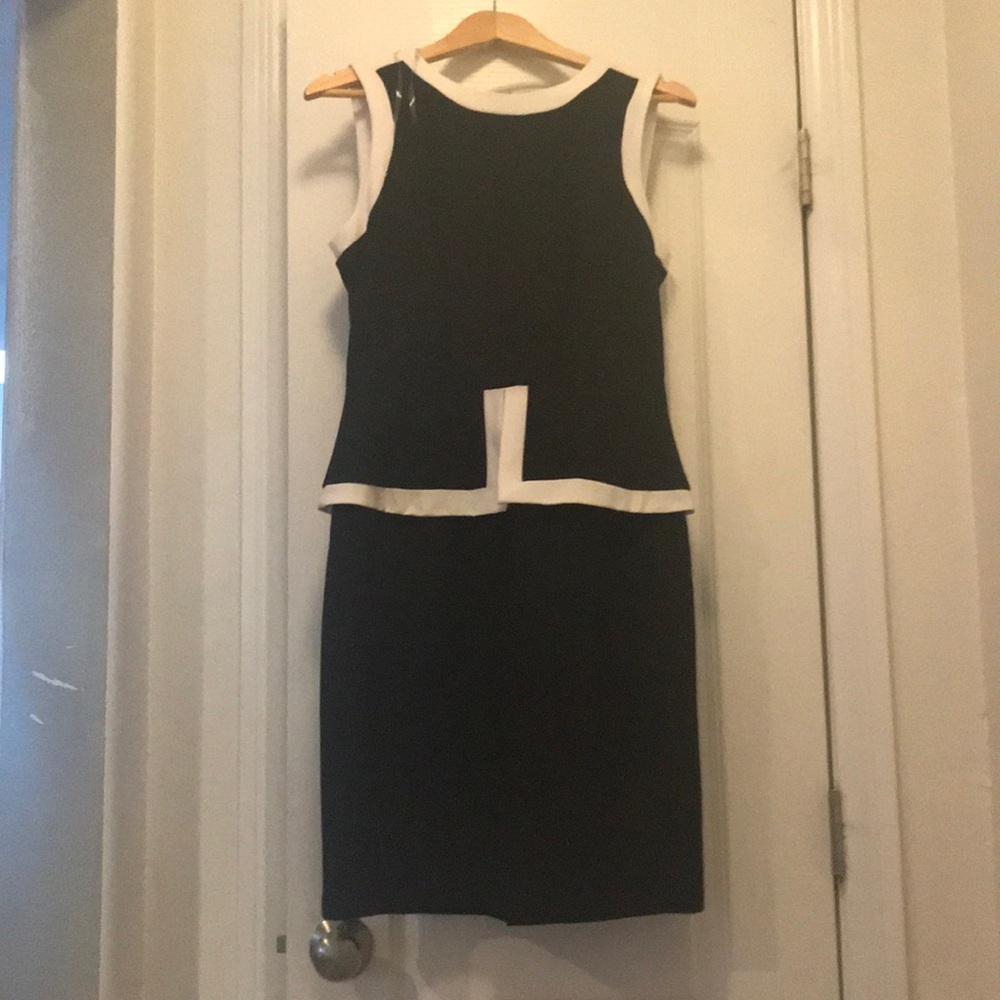 Black and white peplum dress